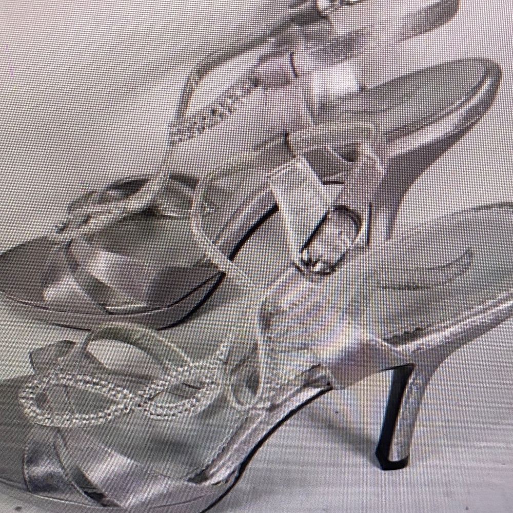 Nina Shimmering Silver Strappy Heels